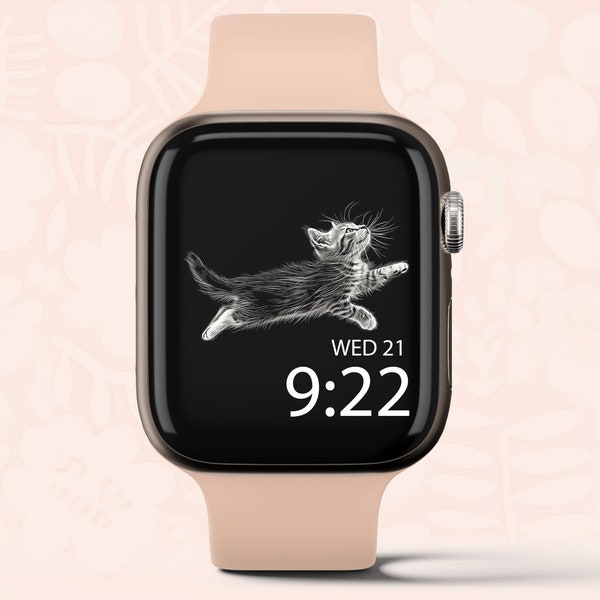 Apple Watch Wallpaper, Smartwatch Background, Digital Watch Face, Cat Wallpaper, Instant Download