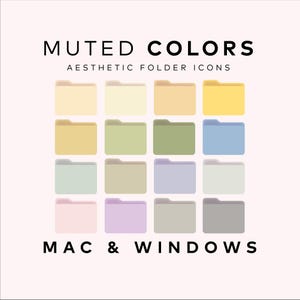 16 Desktop Folder Icons Pack,  Neutral Muted Color Palette iMac, Windows Folder Aesthetic Folder Icon for Mac and Windows