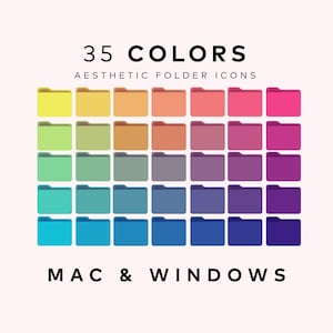 Vibrant Desktop Folder Icons: 35 Colors for Mac & Windows (Digital Download)