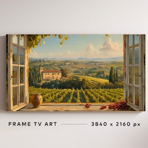 Fönster-TV-ramkonst - Oljemålning, Samsung-ramkonst för TV, Toscana-konst för TV, 4K, Landskaps-TV-ramkonst