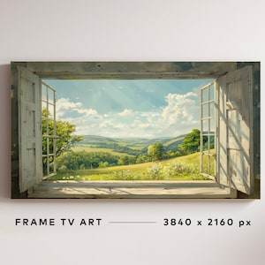 Window View Landscape Oil Painting for Samsung Frame TV (Digital Download)