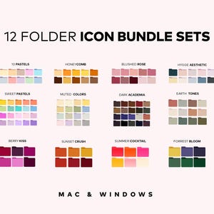 12 Bundle Folder Icons  Theme Computer Desktop Icon Folder Pack for Mac & Windows | Mac Icons | Windows Icons | Desktop Organizer