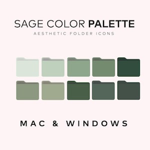 10 個のデスクトップ フォルダ アイコン パック セージ グリーン ニュートラル シック カラー パレット iMac Windows フォルダ デスクトップ オーガナイザー、グラフィック インスタント ダウンロード PNG