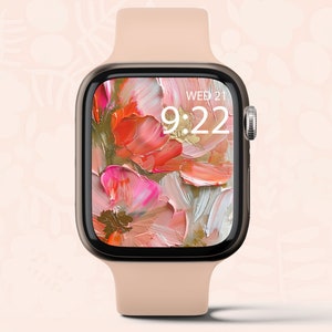 Apple Watch Wallpaper, Smartwatch Background, Digital Watch Face, Minimal Floral Wallpaper, Watercolor  Brush Watch Face,  Instant Download