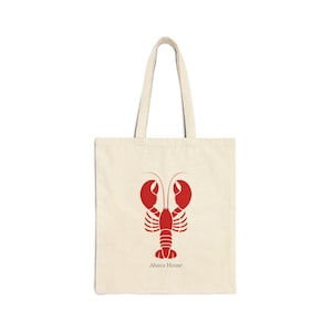 Lobster Cotton Canvas Tote Bag - Everyday Use Shoulder Bag, Trendy Beach Handbag, Nautical Shopping Tote, Reusable Grocery Bag, Summer