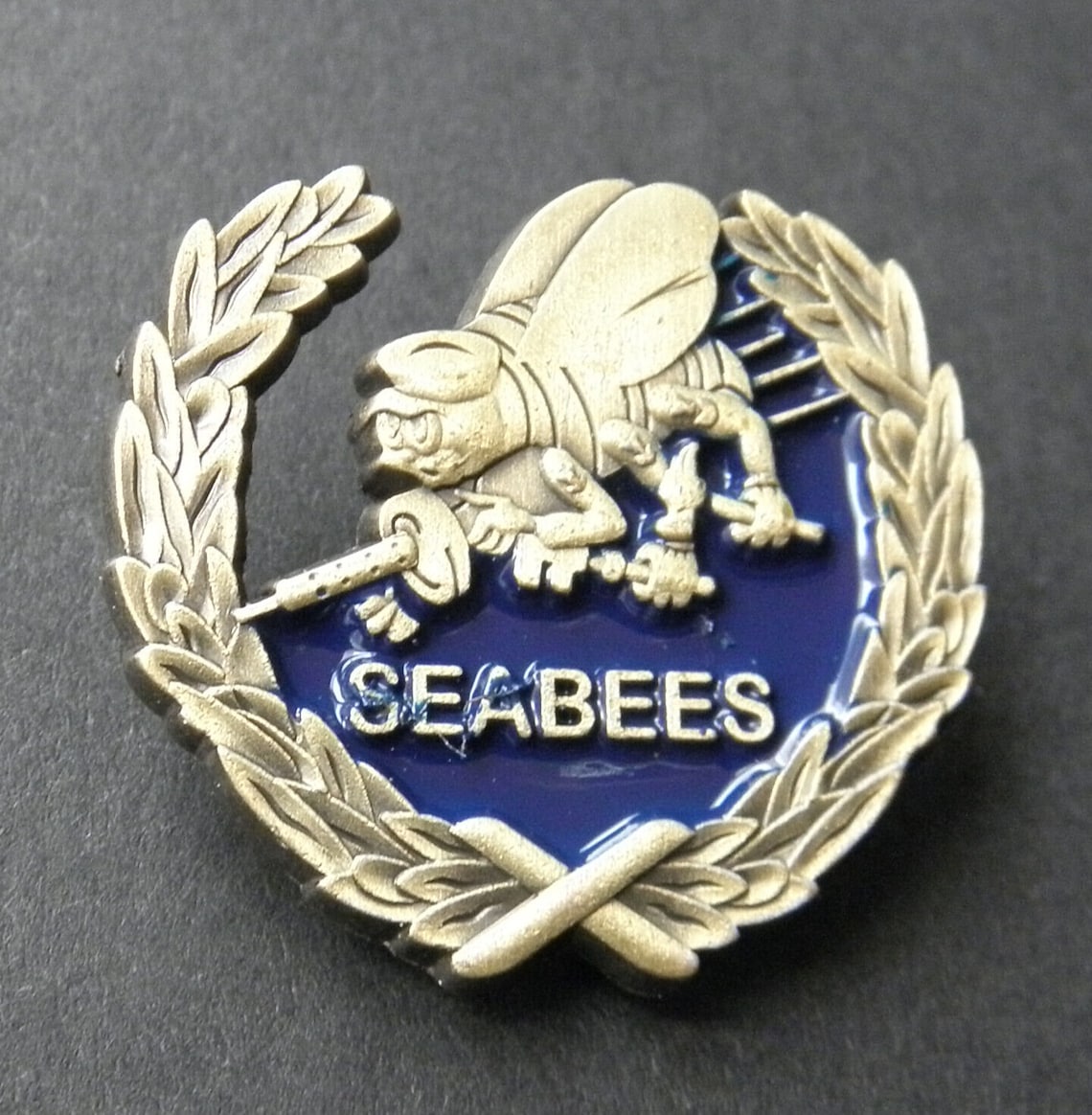 Navy Veteran Hat U.S. Navy Seabees Logo Pin 1 1/2