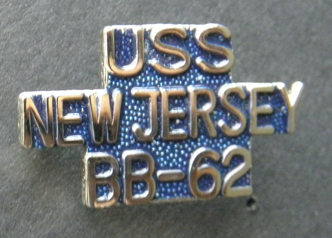 Uss New Jersey Battleship Bb-62 Us Navy Script Lapel Pin Badge 1 Inch ...