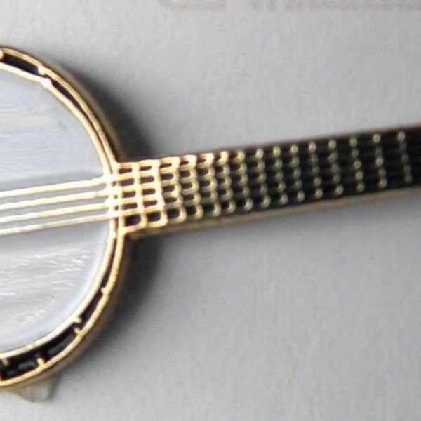 Banjo electric accoustic guitar lapel pin 3/4 inch