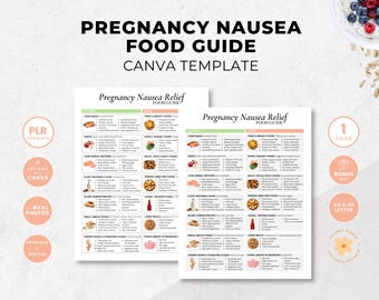 Pregnancy Nausea Food Guide, Morning Sickness Relief Canva Template, Patient Education Tips, Nutrition Handout, Nutrition Coaching, PLR