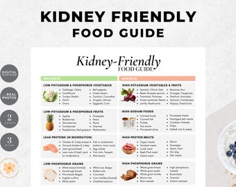Kidney Friendly Food Guide, Renal Diet List (Digital Download)