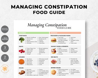 Constipation Food Guide, High Fiber Diet List (Digital Download)