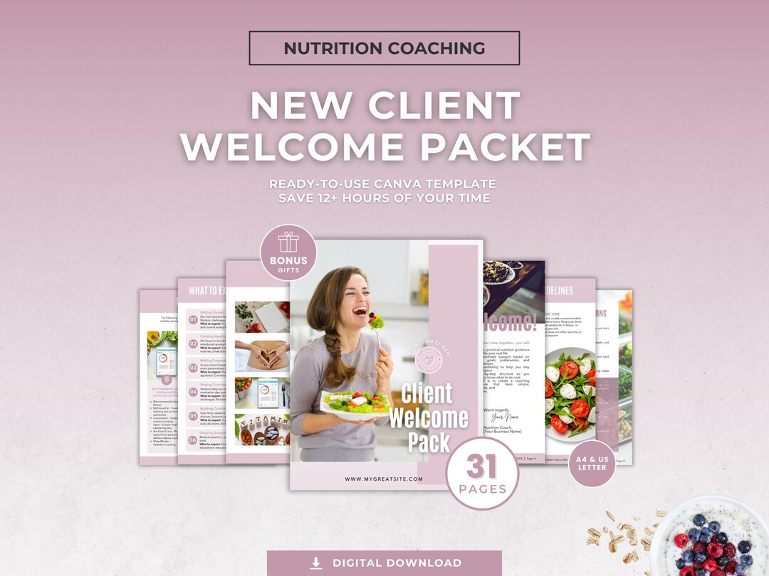 Weight Program Welcome Message Example Nutrition Coach Welcome Packet, New Client Onboarding Canva Template ...