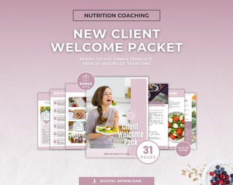 Nutrition Coach Welcome Packet, New Client Onboarding Canva Template, Intake Form, Coaching Contract & Agreement