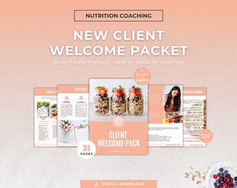 Nutrition Coach Welcome Packet, New Client Onboarding Canva Template, Intake Form, Coaching Contract and Agreement, PLR