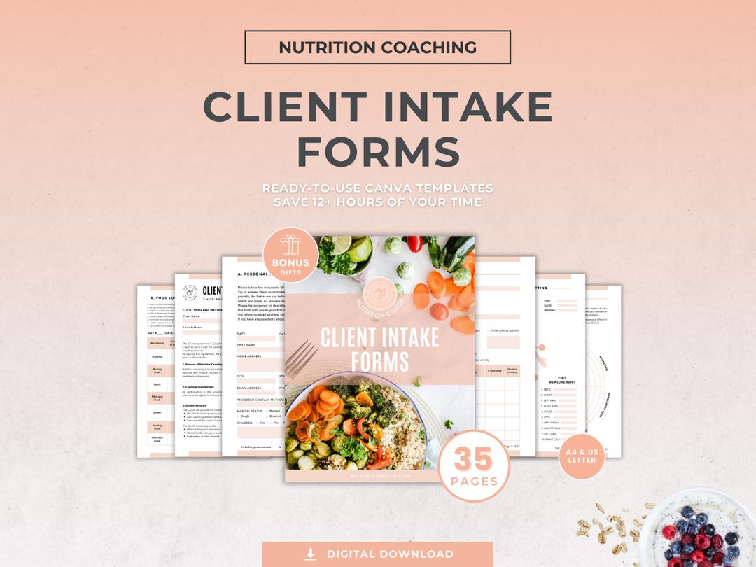 Nutrition Coach Intake Form, Client Onboarding Canva Template, New ...