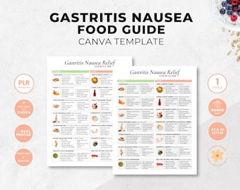 Gastritis Food Guide, Gastritis Nausea Relief, Nausea Food List, Canva Template, Patient Education, Nutrition Handout, Nutrition Coaching