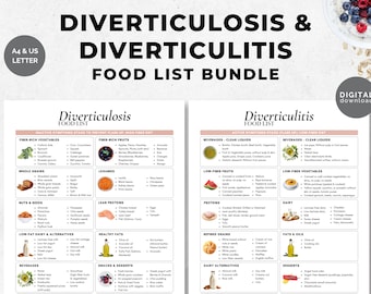 Diverticulosis & Diverticulitis Food List Bundle (PDF)
