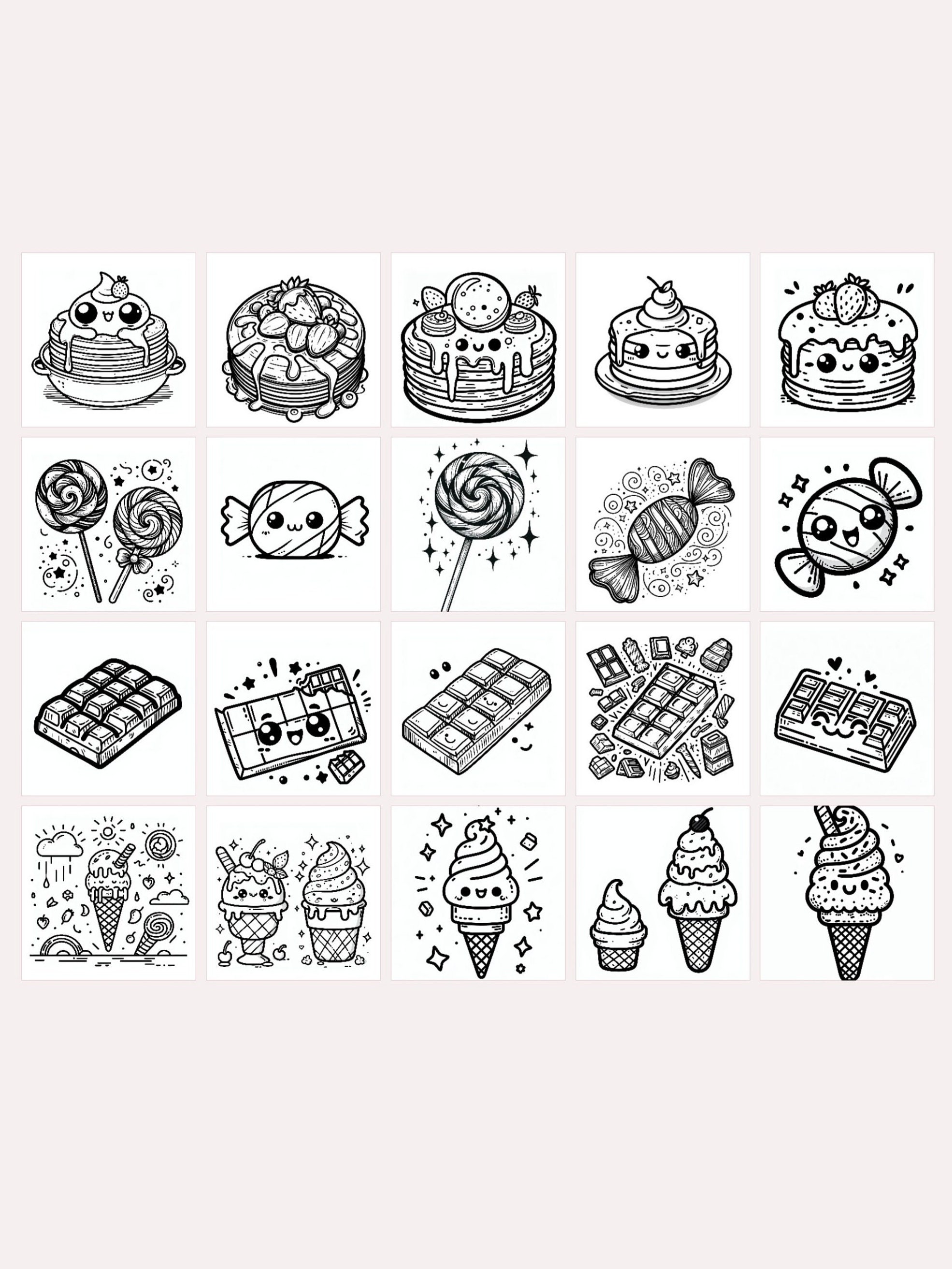 80 Cute Kawaii Food Coloring Pages for Kids and Adults - Etsy UK