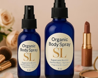 Organic Body Spray Long Lasting Alcohol Free Fine Fragrance Mist- Valentine Day Scents Available
