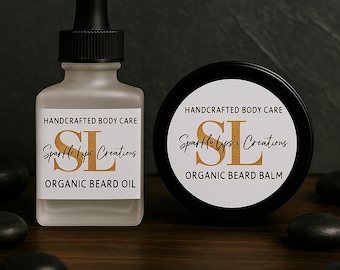 Set de aceite y bálsamo orgánico para barba / Suaviza, hidrata y ofrece una fijación ligera.