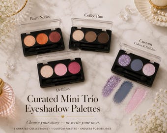 Paleta de sombras de ojos Triple Threat / Sombras de ojos minerales prensadas hechas a mano / Paleta magnética recargable / Belleza limpia vegana