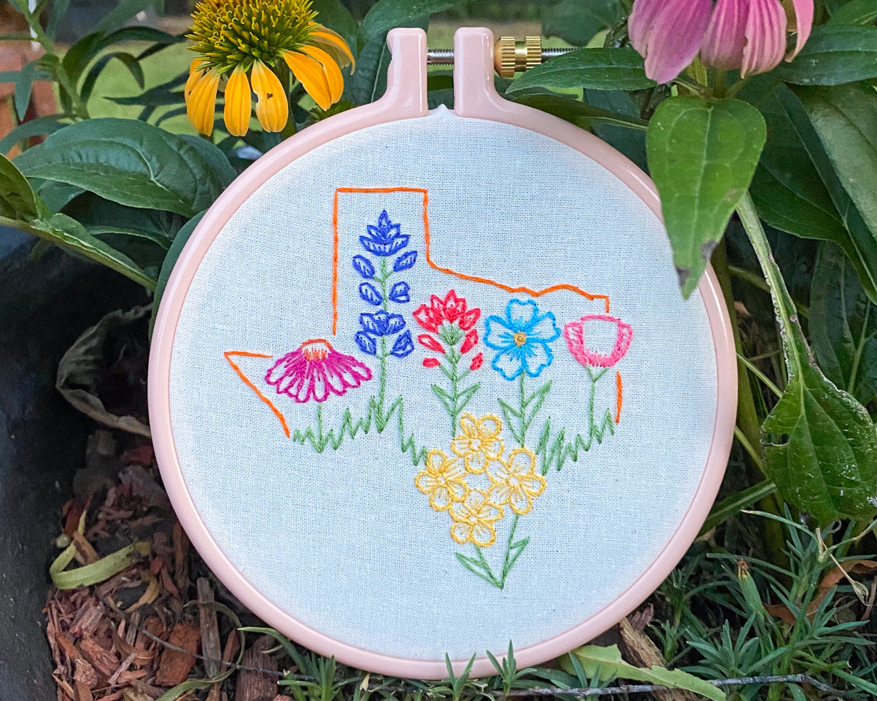 Texas Wildflowers PDF Embroidery Pattern | Beginner Hand Embroidery ...