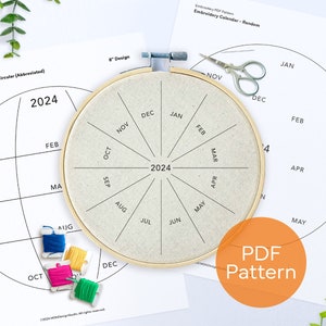 2024 Embroidery Calendar PDF Embroidery Pattern | Customizable Hand Embroidery | Instant Digital Download | Embroidery Tip Guides