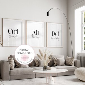 Ctrl, Alt, Del | Printable Wall Art | Motivational Decor For Office Home, Inspirational Printable Quote | Positive Energy