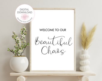 Welcome To Our Beautiful Chaos | Printable Digital Wall Art | Home and Room Decor Signs | Family Quote | Home Quote