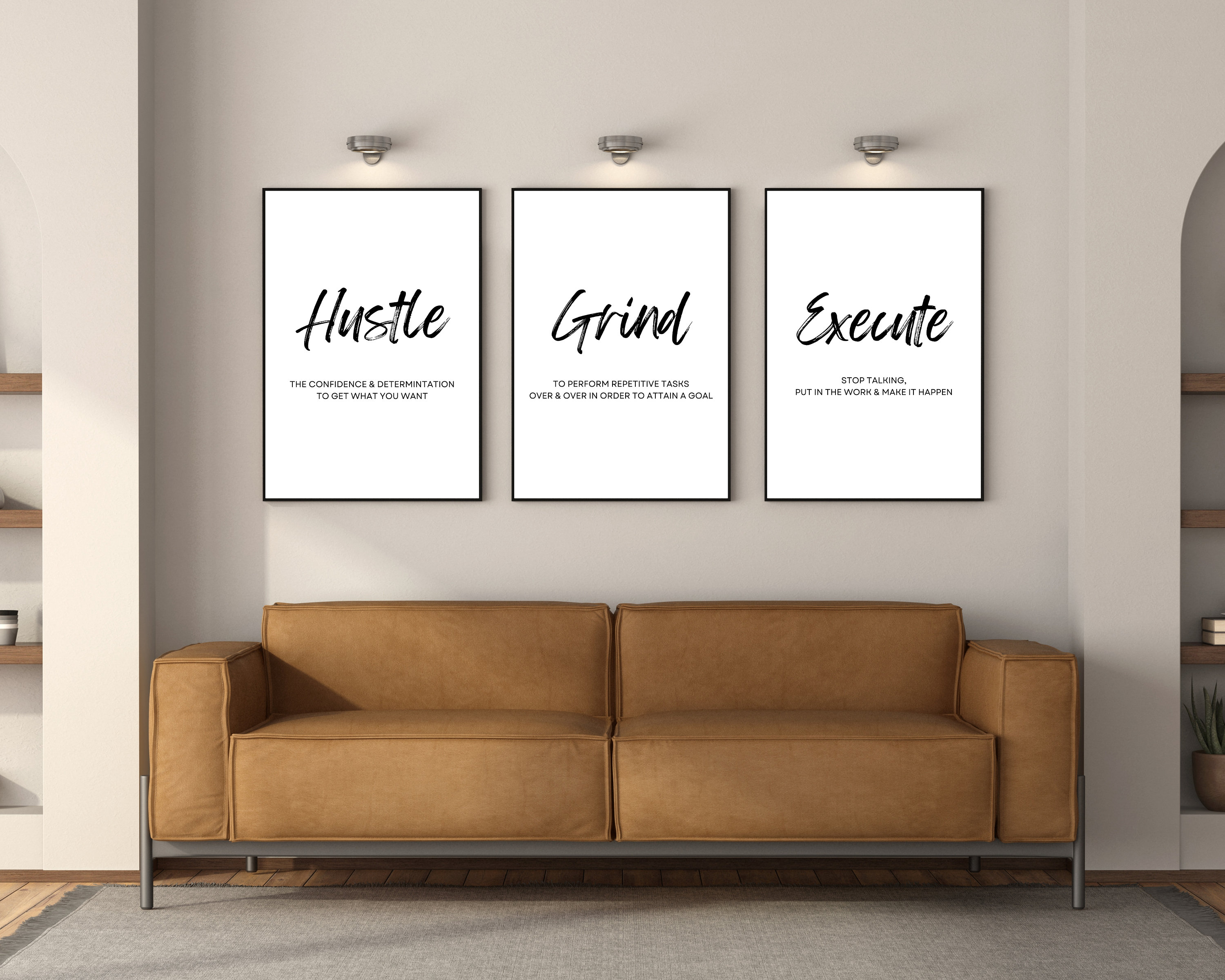 Hustle, Grind, Execute Printable Wall Art Motivational Phrases ...