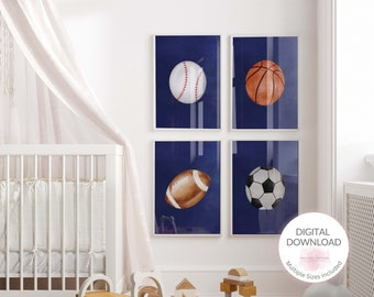 Sports Balls | Watercolour Images | Printable Wall Art | Sports Fan Decor Inspiration | Kids Play Room Idea