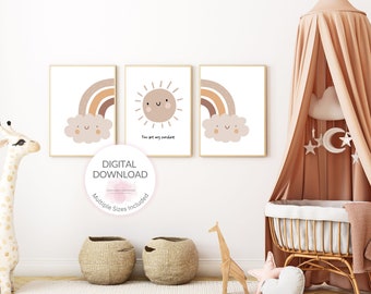 You Are My Sunshine | Printable Wall Art | Boho Rainbow Nursery Decor | Nursery Prints | Nursery Wall Art