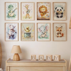 Lote von 20 Kinder Säuglinge der Musiktiere, digitale Kunst in der Wohnung zu Hause, dekorative Kinderwandbild, sofortige Wanddekoration