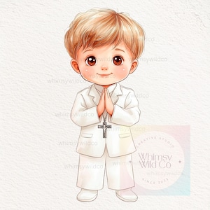 Niño Primera Comunión PNG Clipart Digital Digital Acuarela, Paquete de Imágenes Prediseñadas, Invitaciones Religiosas, Recuerdos Primera Comunión