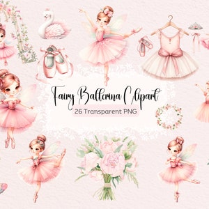 Enchanting Pink Ballerina Clipart Collection, Watercolor & SVG Dancer Files, Ballet-Themed Art, Commercial Use Digital Ballet Graphics