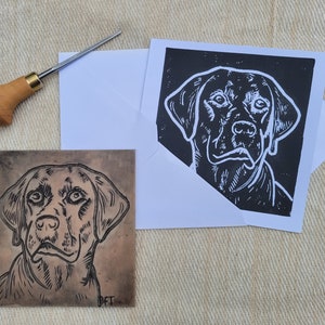 Linograbado, tarjeta de felicitación o impresión hecha a mano (Bentley)
