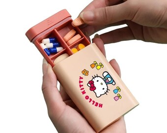 Organizador de pastillas, Pastillero Hello Kitty: Estuche organizador portátil Kawaii - Almacenamiento de 3 o 6 días