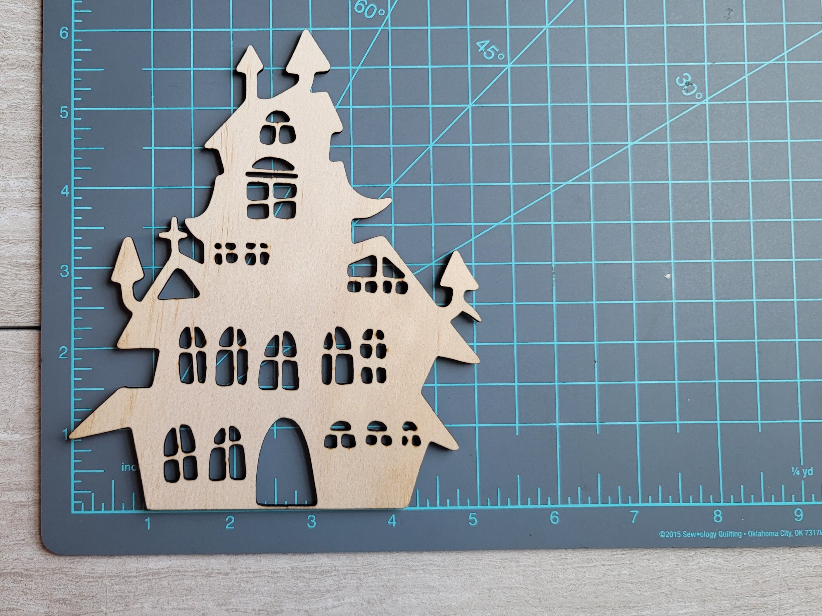 Wood Haunted House Cutouts, Laser Cut Craft Supply, Halloween