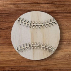 Unfinished Wood Baseball/Softball Shape: 2-Layer Sports Wreath Attachment Embellishment