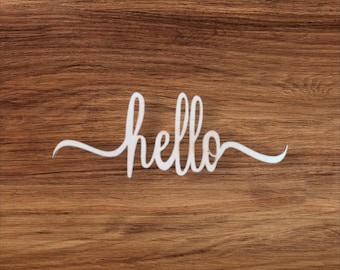 hello wood  Cutouts, Wreath Attachment Embellishment, Laser Cut Unpainted Blanks