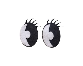 FELT Oval Eyes with Lashes Cutouts, Wreath Attachment Embellishments, Laser Cut Amigurumi Supplies