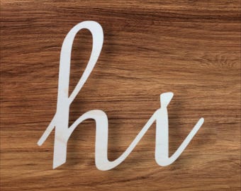 Wood hi Cutout, Wreath Attachment Embellishments, Laser Cut Word Signs, Unpainted Blanks