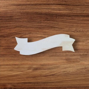 WOOD Ribbon Banner Cutout: Wreath Attachment Embellishment ,Laser Cut Craft Supply, Unfinished Blanks