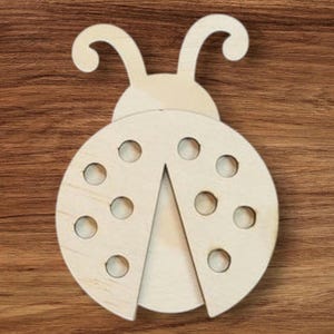 Decorazione per ghirlanda di coccinelle in legno, applicazione tagliata al laser a 2 strati, cartelli artigianali rustici, simpatica sagoma vuota, insetto non verniciato, J5CraftSupply
