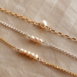 Sterling Silver and 14K Gold-Filled Pearl Connectors, Permanent Jewelry Charms, Genuine Freshwater Pearl Connector