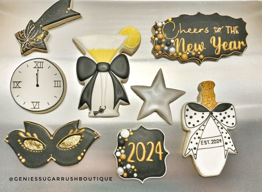 Happy New Year Cookies 2024 Party Cookies - Etsy
