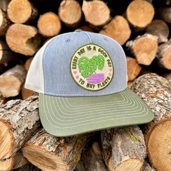 Monstera Plant Trucker Hat – Embroidered Patch, Richardson 112