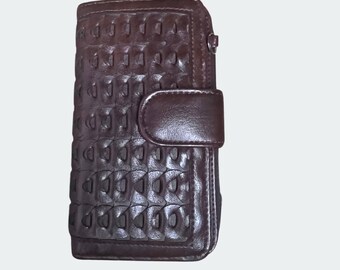 Vintage Women's Leather Woven Clutch Wallet