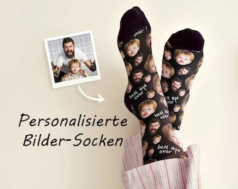 Chaussettes personnalisées | Chaussettes familiales pour père et mère | Emportez vos préférés partout avec vous | Cadeau de chaussettes imprimées pour les parents