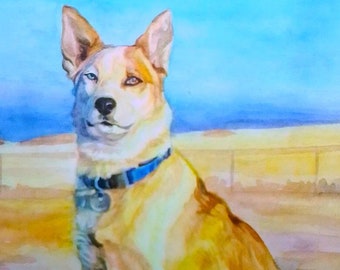 Handmade Watercolor Pet Portrait: Custom Dog Memorial Gift